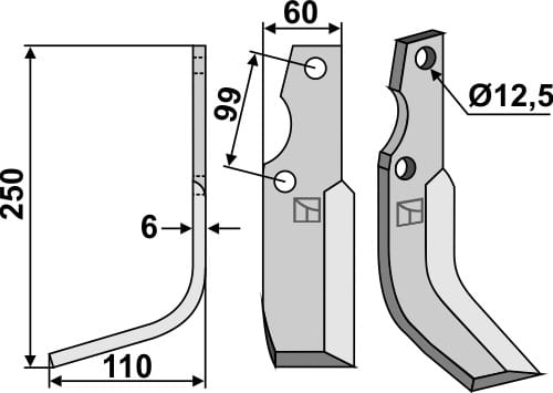 Fräsmesser 250x60mm, links - passend zu Goldoni