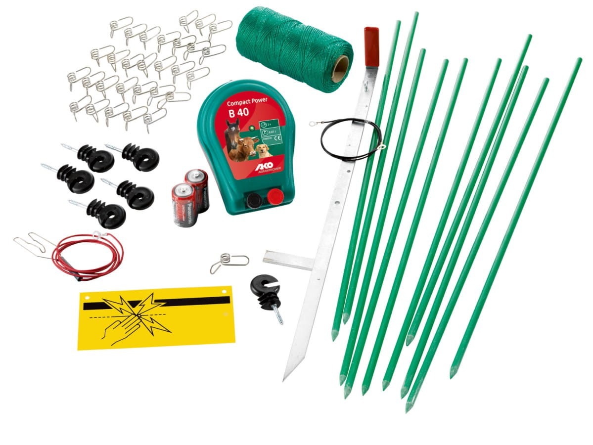 AKO Hobbyset B40 – Mobiles Elektrozaun Set für Garten & Haustiere