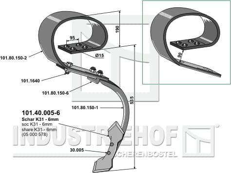 BL28998 Blattfederzinken kpl. mit Schar, System David I