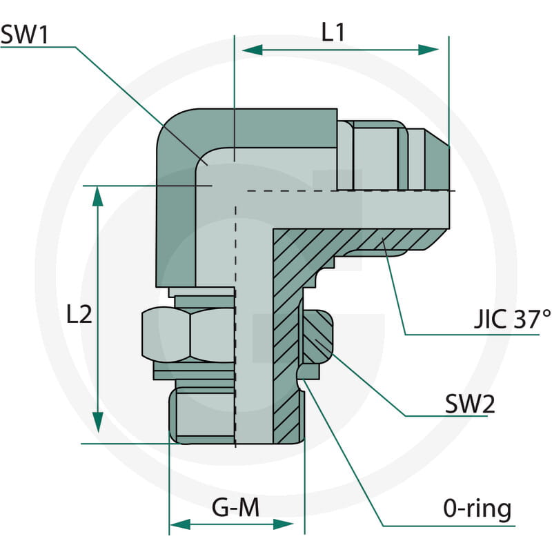 Hydraulikverschraubung, Winkelverschraubung, JIC 37°, O-Ring, Metall