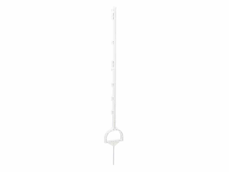 5x Vollkunststoffpfahl mit Steigbügeltritt, 114cm,weiß