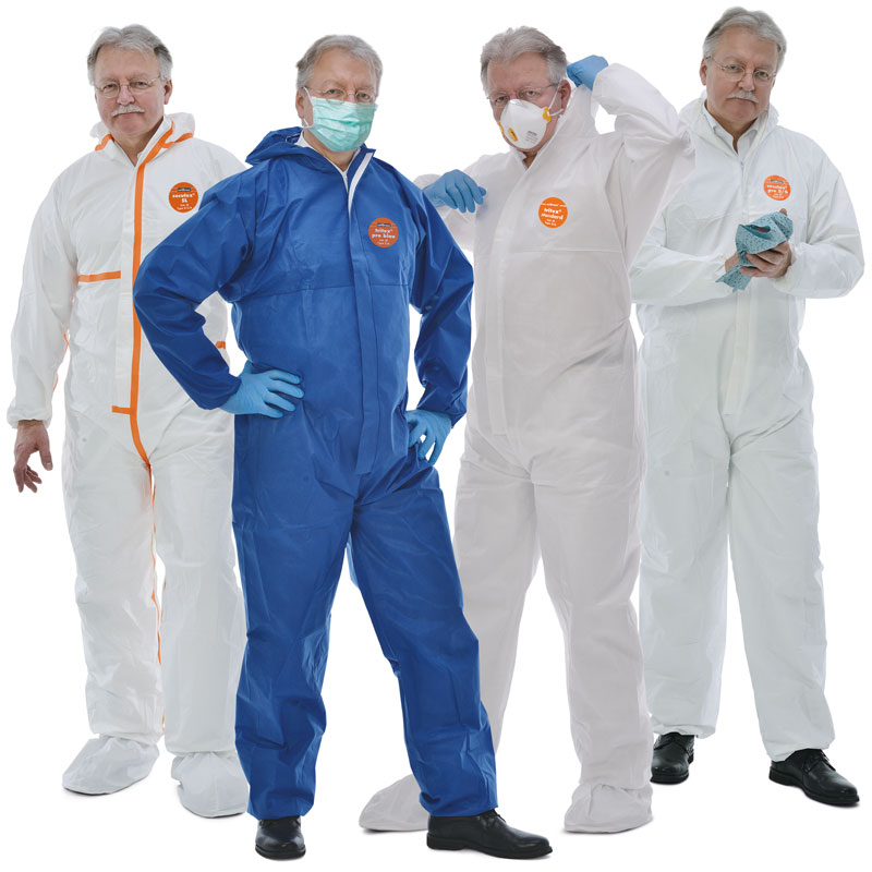 Hochschutz-Anzug, Schutzhandschuhe, Mund-Nasen-Schutz, Overall, Kittel