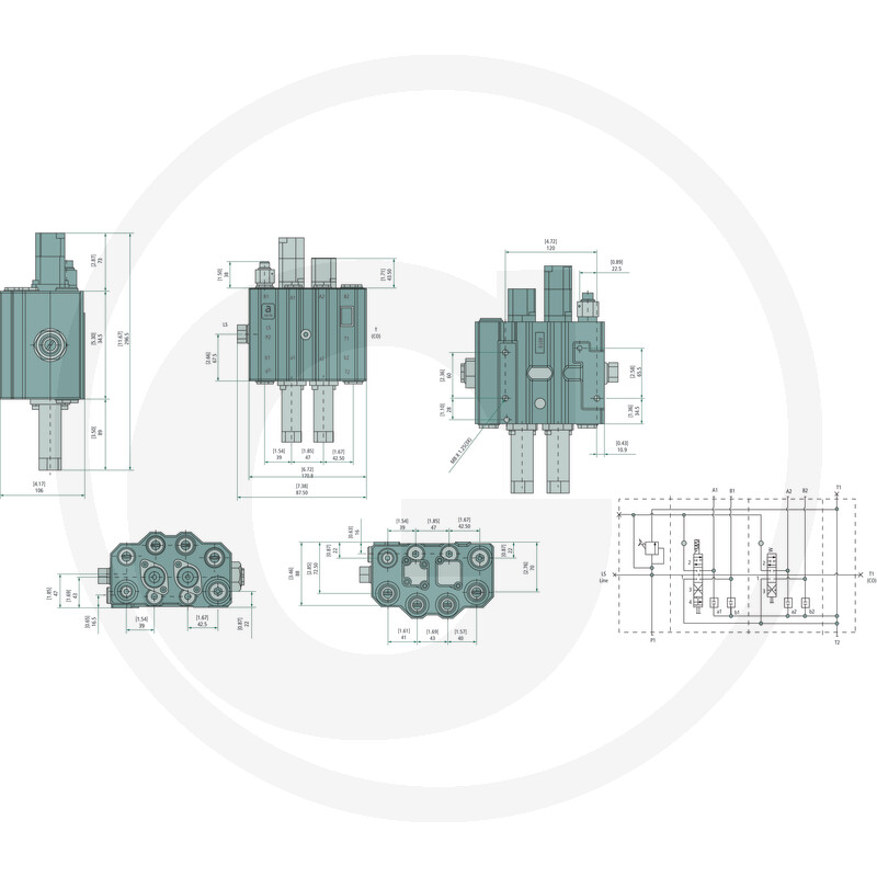 Frontladerventil GFV90 LS Load Sensing, mit Anschlussglocken