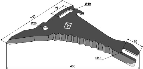 Couteau de remorque à fourrage de 460 mm - compatible avec les modèles Mengele LW 210T/310 Quadro