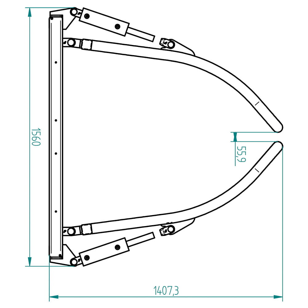 Fliegl bale grab from 1200mm to 1900mm - Euro standard mount / hydraulic / galvanized frame / painted arms