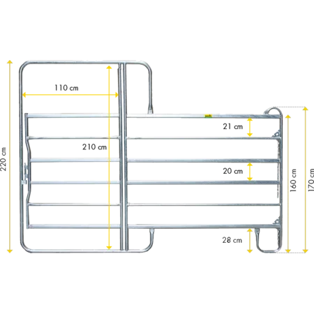 Patura Panel-6 with gate, height 2.20 m | length: 3.00 m