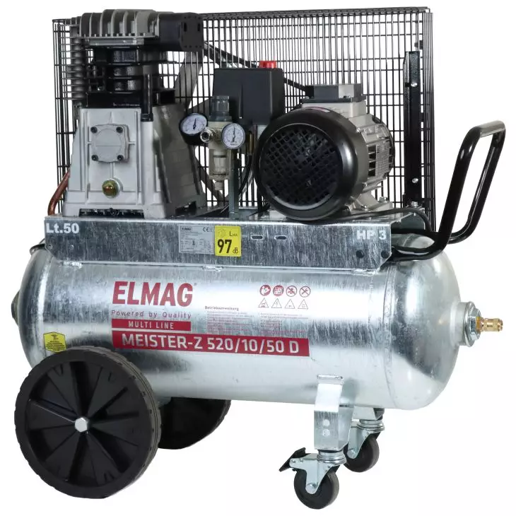ELMAG Kolbenkompressor MEISTER-Z 'verzinkt' 520/10/50 D, 315 l/min, 10 bar, 50 l Kessel, fahrbar