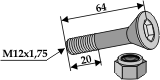 BL3586 Senkschraube mit Sicherungsmutter M12x1,75-10.9 für Doppstadt