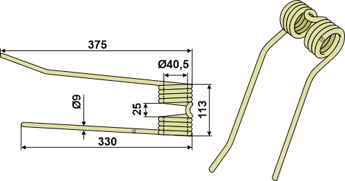ET60465 Federzinken R - passend zu Pöttinger 436.003 / PZ-Zweegers PZ106