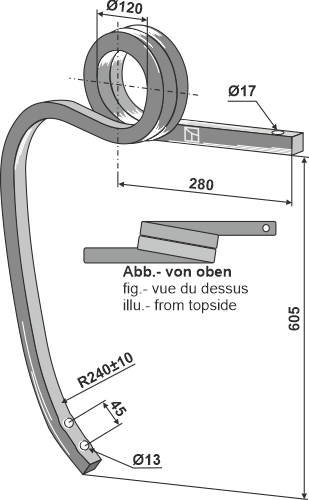 BL101.304601 Gedrehte Schwergrubberstiel, rechts