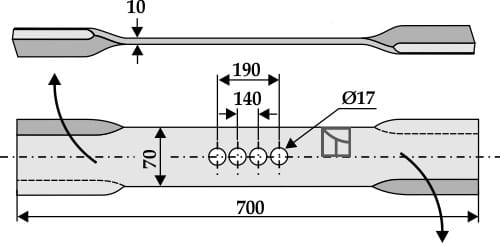BL3695 Mähmesser 700mm R - passend zu Hermes