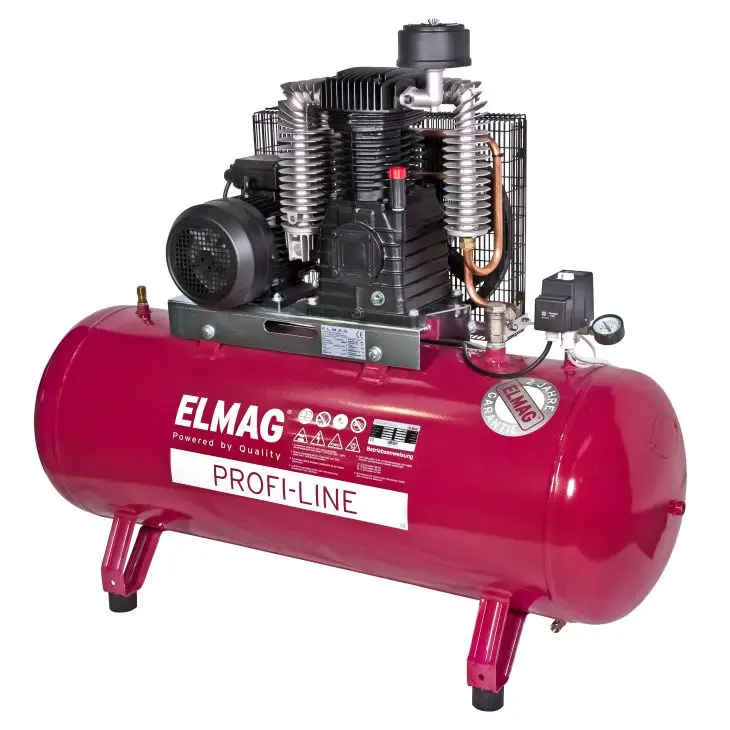 ELMAG Kolbenkompressor PL 840/10/270 D, 595 l/min, 10 bar, 270 l Kessel, stationär / horizontal