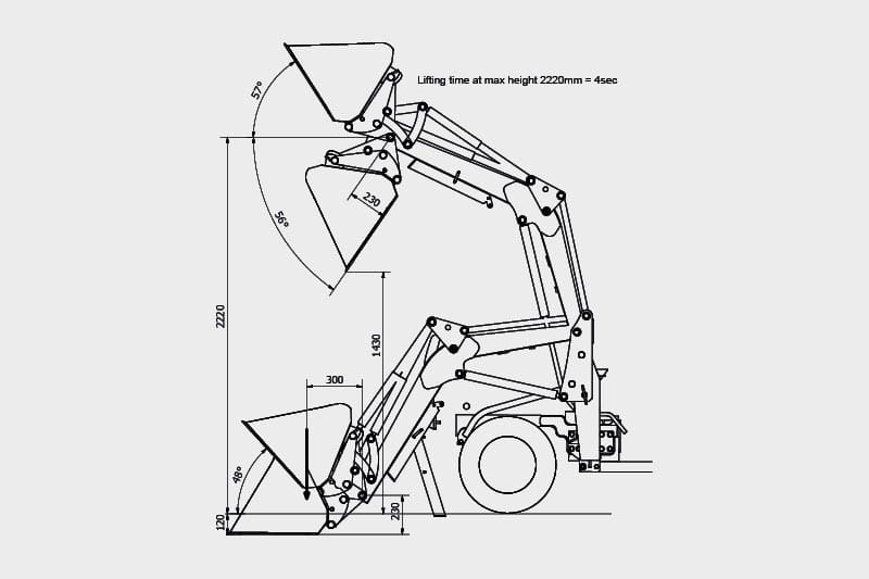Agromasz front loader without attachments, with parallel linkage, Euro hitch - for Solis 26