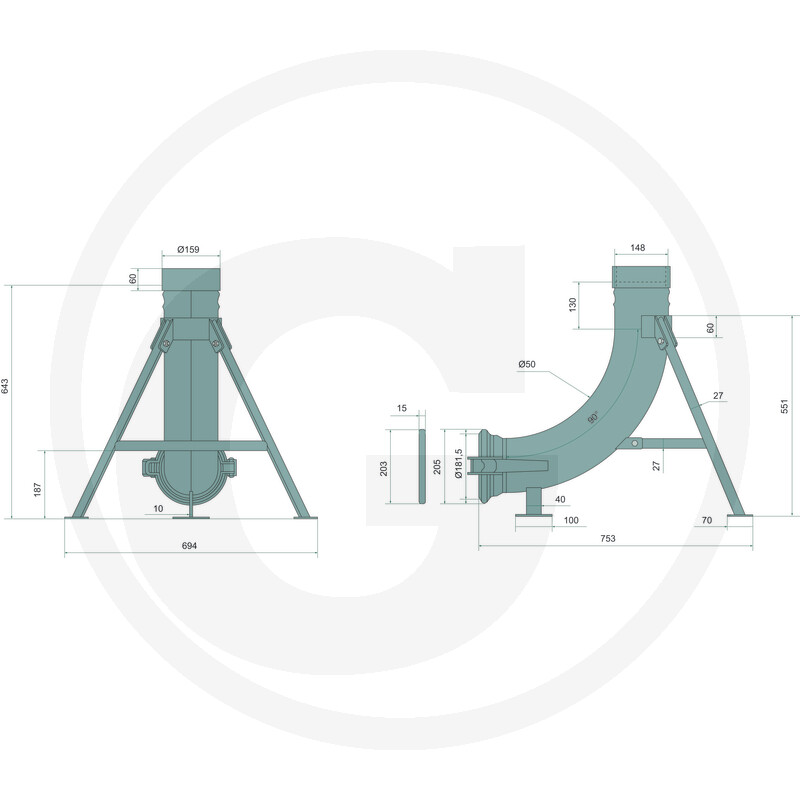 Andockstation 6", italienisches System - ohne Andocktrichter