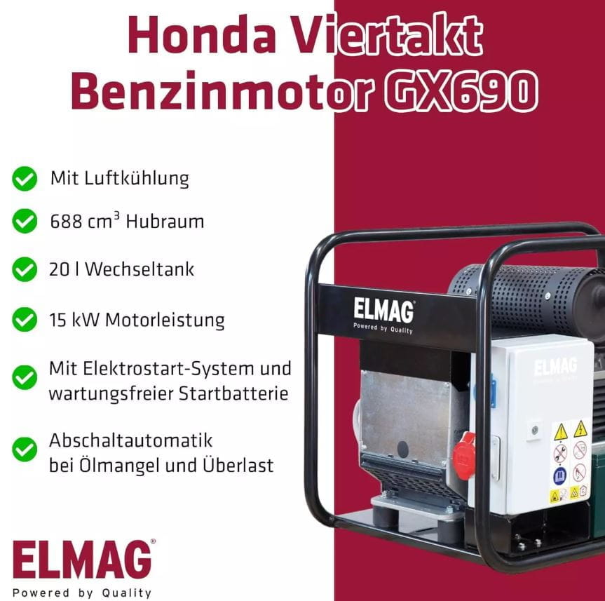 Elmag Stromerzeuger SEB16000WDE-AVR - Honda GX690 - AVR Regelung