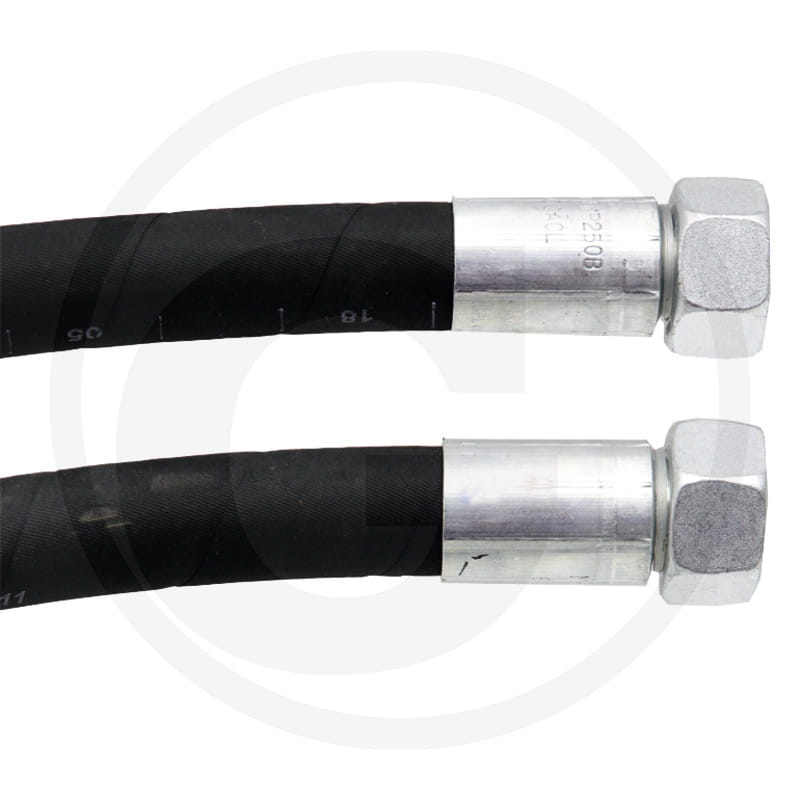 hydraulic hose, Schlauch, Stahl-Verbindung, Sechskantmutter, schwarzer Schlauch