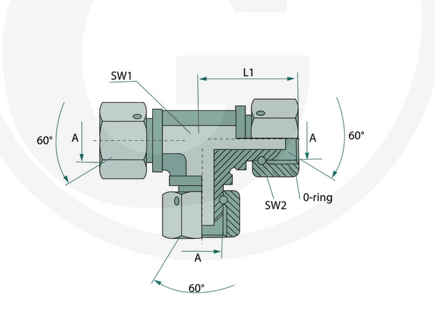 T-Adapter Überwurfmutter metrisch -  M16 x 1,5