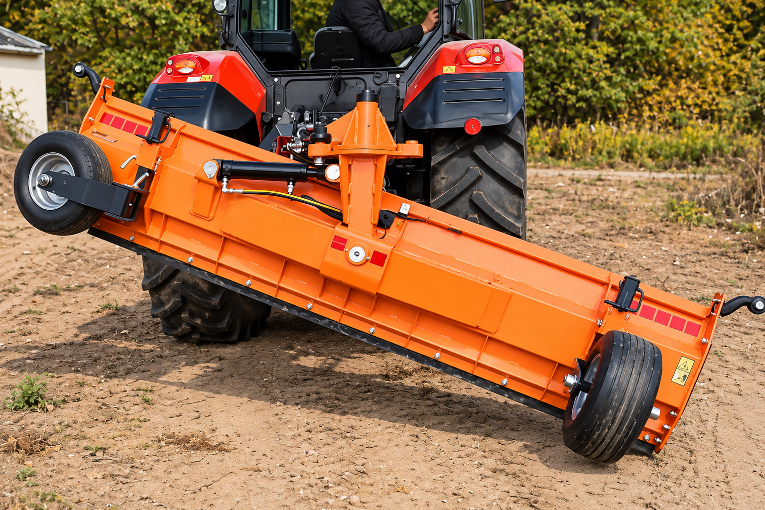 tractor, anhaenger, orange, landwirtschaft, tiller
