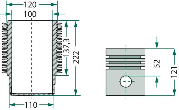 Deutz engine type: FL912 Piston set, complete.