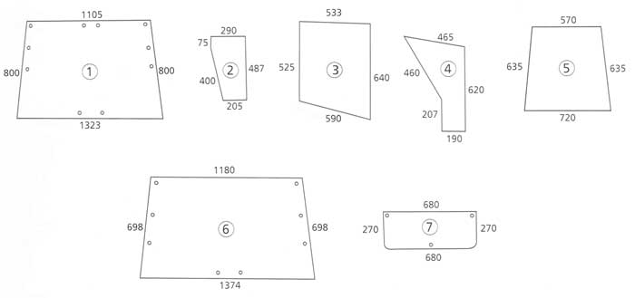 BL16016 Bild-Nr.: 7 Heckscheibe unten für Kabine: Fritzmeier Europa FK 9215 Perfekt 44-3 Euro III / Euro IV