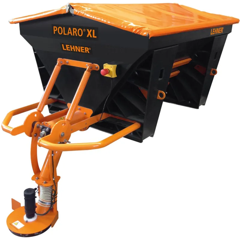 Streusalzstreuer, Anbaustreuer, Schneeräumer, orange-schwarz, Schutzabdeckung