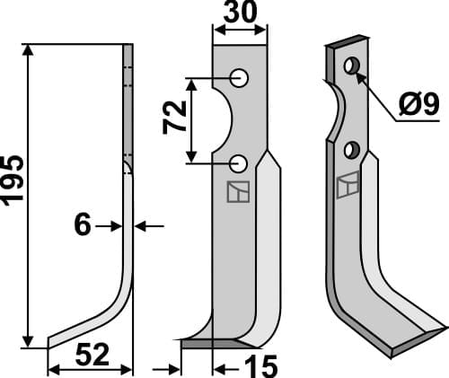 BL4933 Fräsmesser 195x30mm L - passend zu Casorzo CU 125