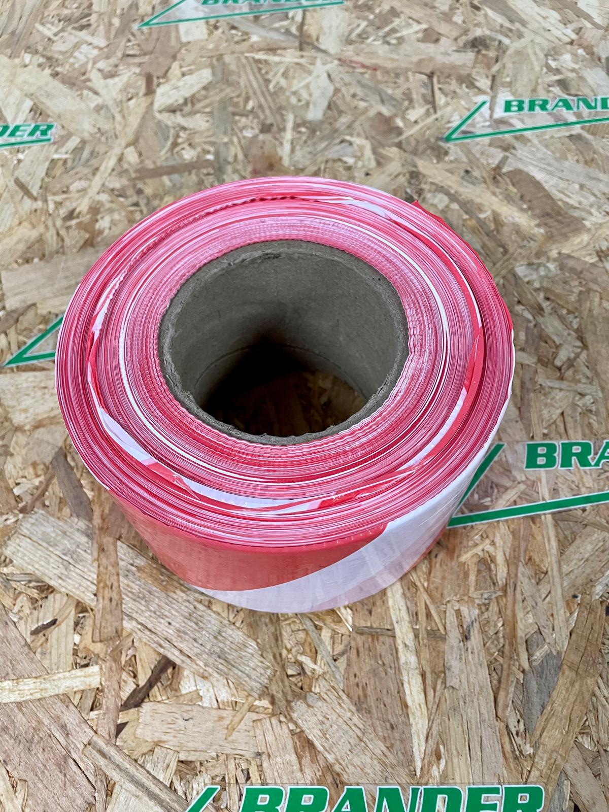 Red/white hatched barrier tape - 80mm x 100m