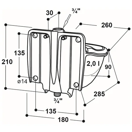 Patura pipe valve basin, model 46 MS ¾"