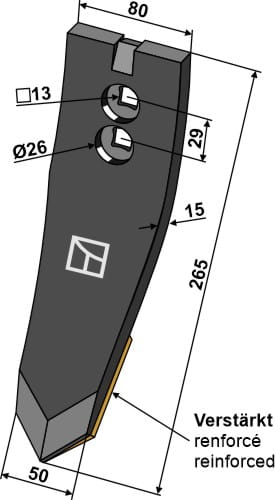 BL23776 Scharspitze verstärkt 265mm - passend zu Väderstad 188623
