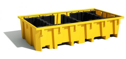 EMP Auffangwanne für 2 IBC-Container oder 8 Fässer - 1330 L - ohne Gitterrost