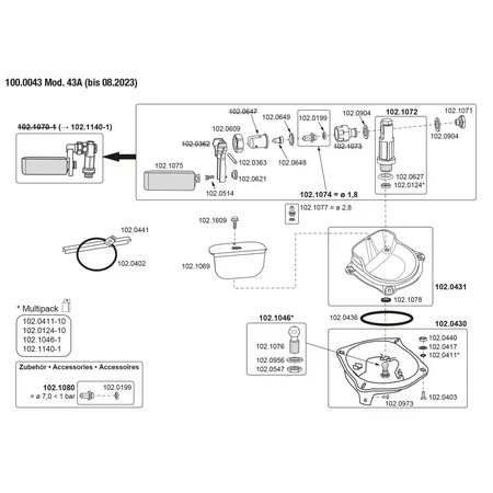 Patura Schwimmerventil Becken mit Überhitzungsschutz-Thermostat, Modell 43A - Sibiria