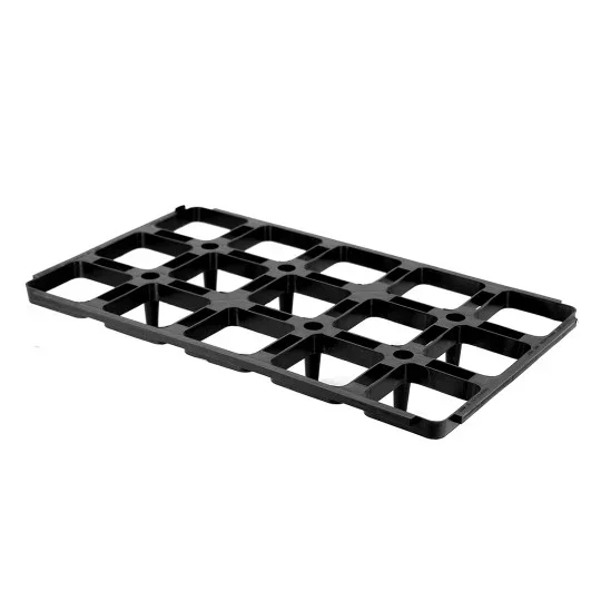 Abstandshalterplatte 15 Löcher für quadratische Töpfe 9x9 cm | PP Topfhalter 47x28 cm
