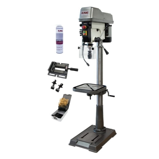 BLE16037 Elmag Säulenbohrmaschine Set - 400V / 1500W / Bohrleistung Stahl 25mm