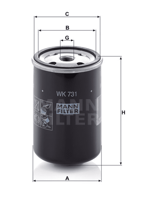 BLWK731 Mann Filter Kraftstofffilter WK 731 Kraftstofffilter SpinOn