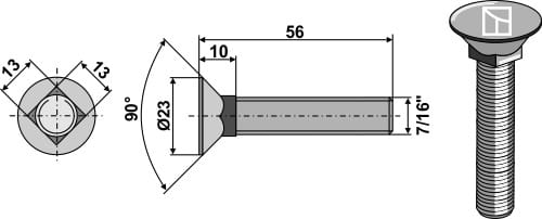 Plough screw 7/16"x56