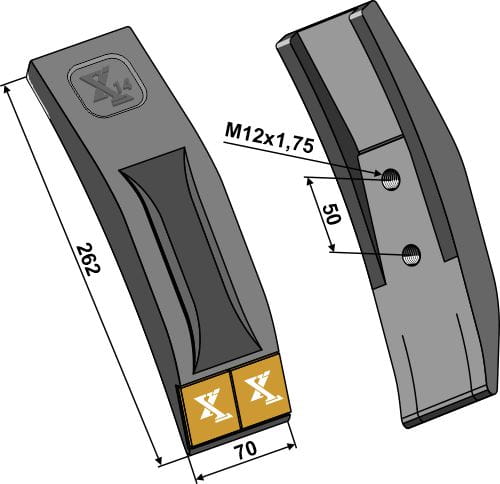 Scharspitze Hartmetall 262mm / M12x1,75 - passend zu Quivogne Tiefenlockerer
