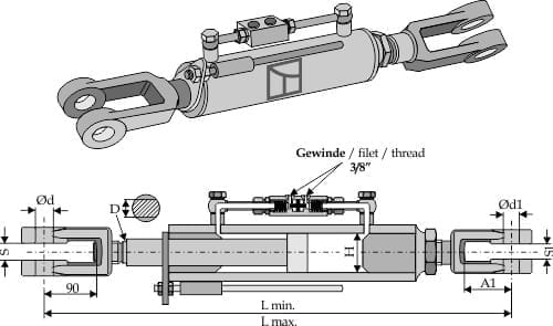 654-TH-A1 Hydraulische Hubstangengabeln 730-970mm