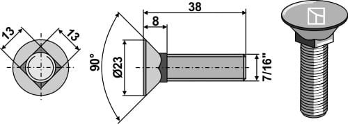 Plough screw 7/16"x38