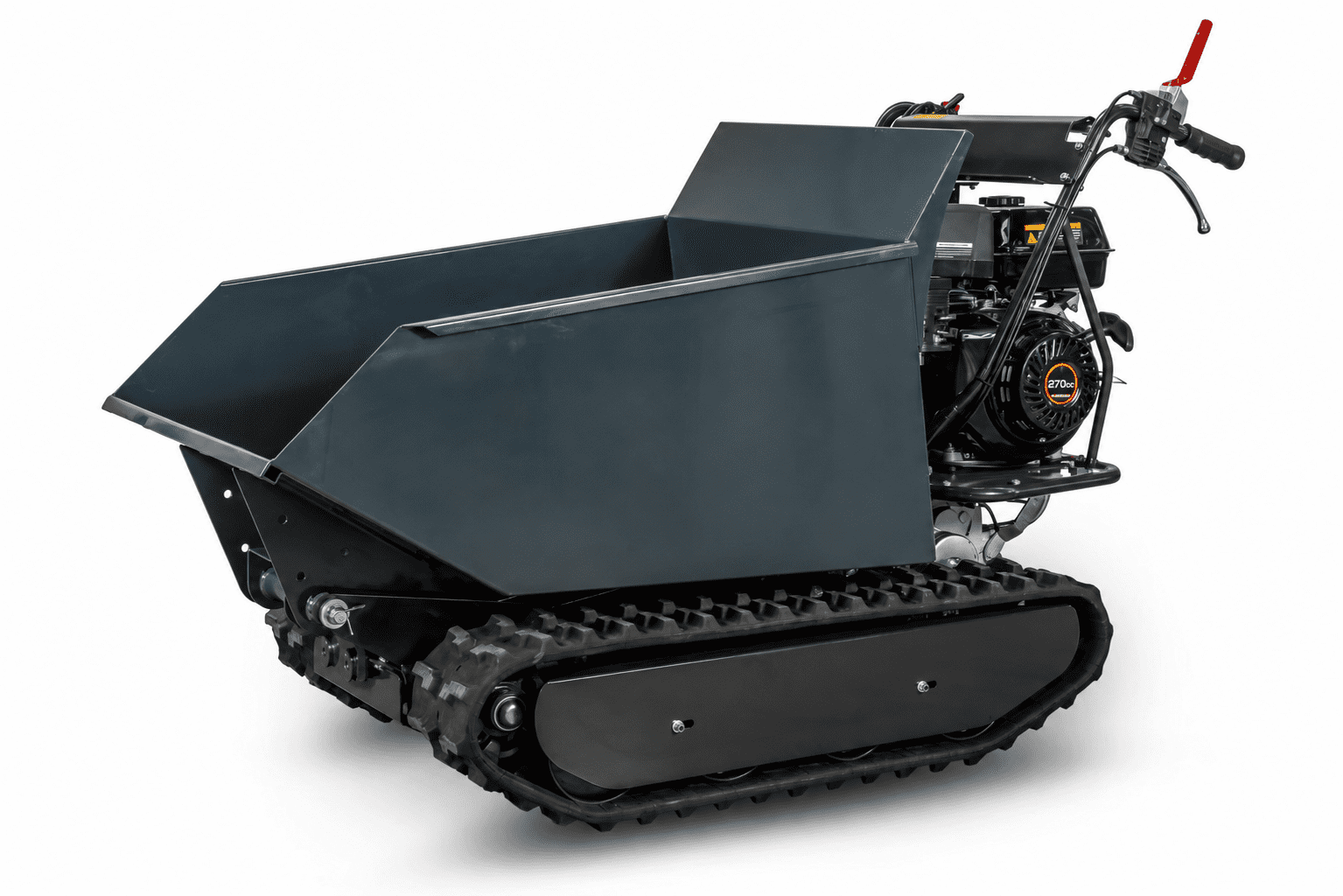 Dumper chenillé RD-500 avec benne basculante hydraulique et moteur de 9 CV – Charge utile de 500 kg