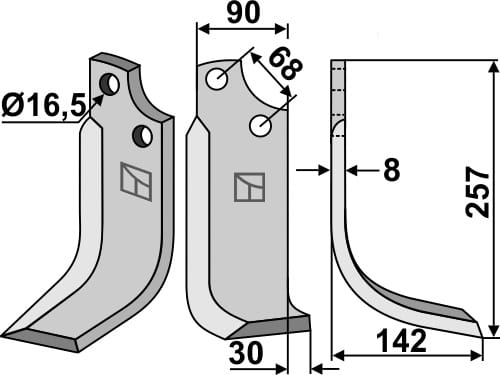 BL5509 Fräsmesser R - passend zu Maschio / Gaspardo 20100412, M20100412R