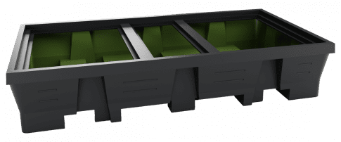 EMP Auffangwanne für 2 IBC oder 8 Fässer – 1050 Liter – Carbon Light aus recyceltem PEHD