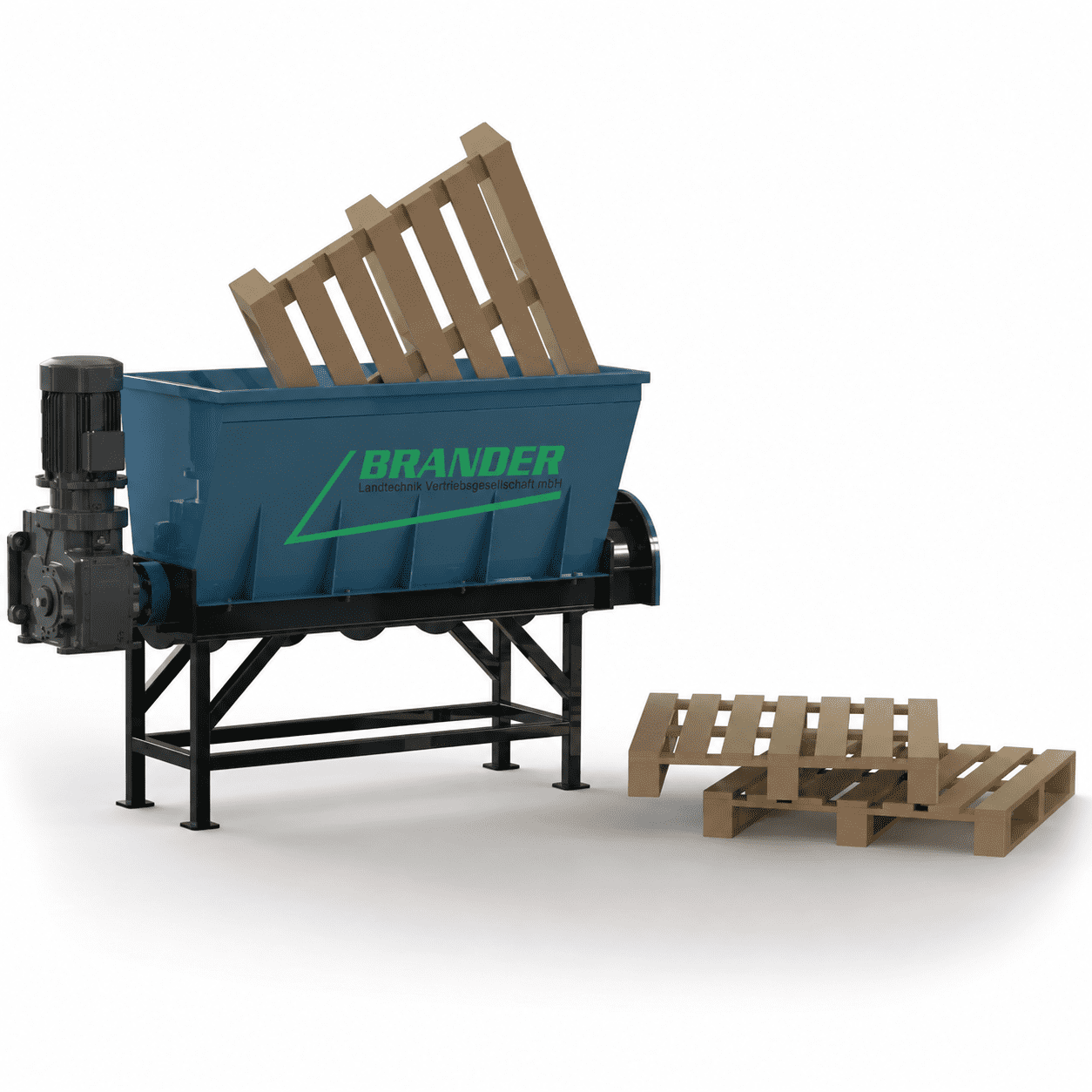 Palettenschredder / Palettenzerkleinerer – 400 V / 22 kW | bis 50 Paletten pro Stunde