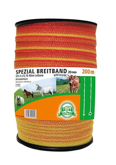 10210 Weidezaunband Breitband - 20mm / 200m, gelb-orange