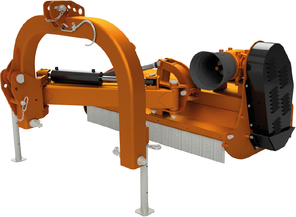 orange machinery, forklift attachment, cantilever clamp, industrial robot, mounted axle