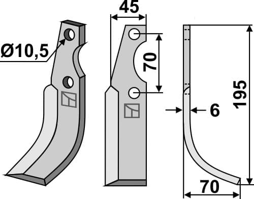 BL6231 Fräsmesser 195x45mm rechts - passend zu S.E.P. 115 / 210398