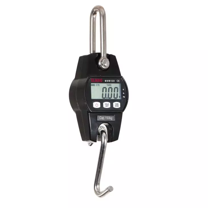 ELMAG Digitale Hängewaage 300 kg mit LCD-Display und Edelstahlhaken