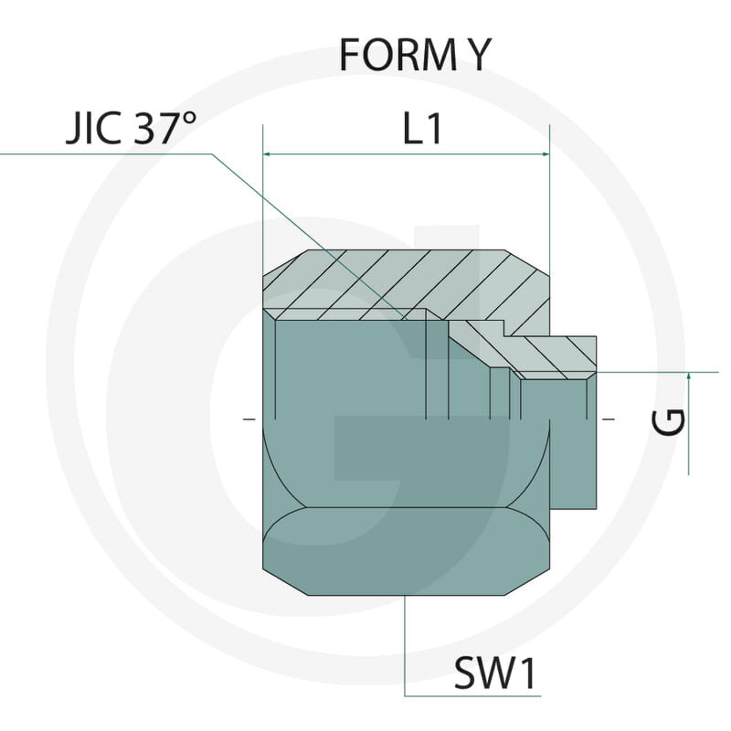 Gerader Adapter - IG 1.1/16" JIC / IG 1/4" BSP