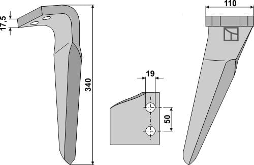 BL6036 Kreiseleggenzinken R - passend zu Kverneland E070246, MAE070246, E070146, MAE070146