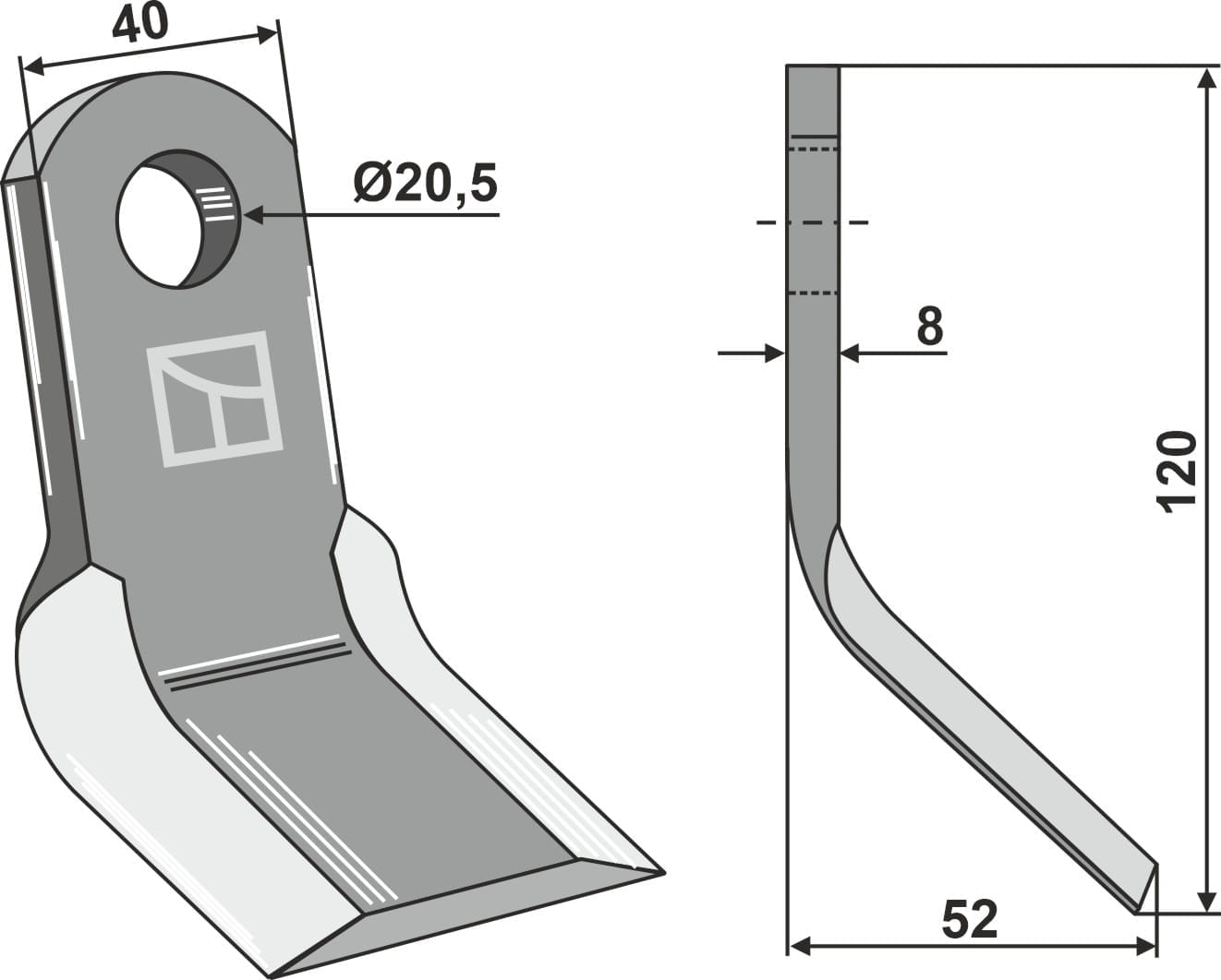 BL3490 Y- Messer 120mm - passend zu Agrimaster 3000323 / Zanon 5350040 / Del Morino URC404D / Orsi 00023004