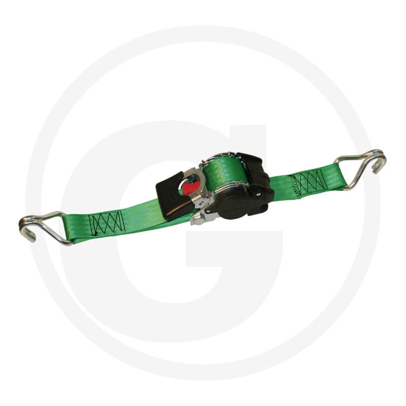 Lashing strap with pointed hooks and automatic rewind mechanism, 3 m x 50 mm